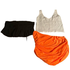 🌿SHEIN + Intimately 3-shirt multipack crop top set, black, white, orange🌿